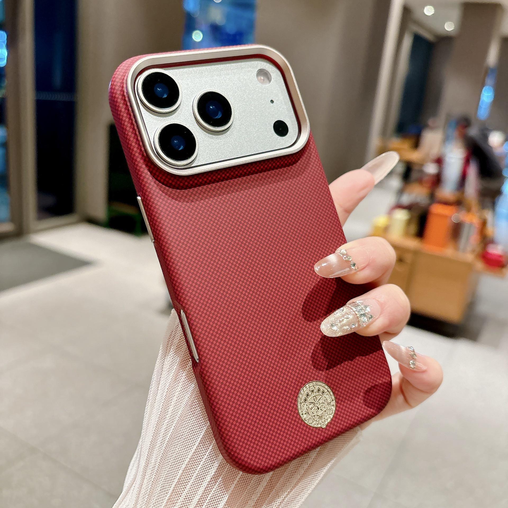 

iPhone 16 Pro Yellow Magnetic Phone Case, Kevlar Texture, Full Coverage Protection for iPhone 17 Pro Max. iPhone 17 Pro