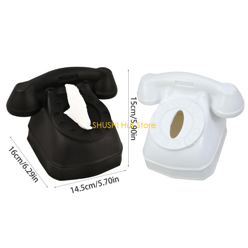 Vintage Phone Tissue Box Elegant Paper Holder for Office Desk Decoration D57B