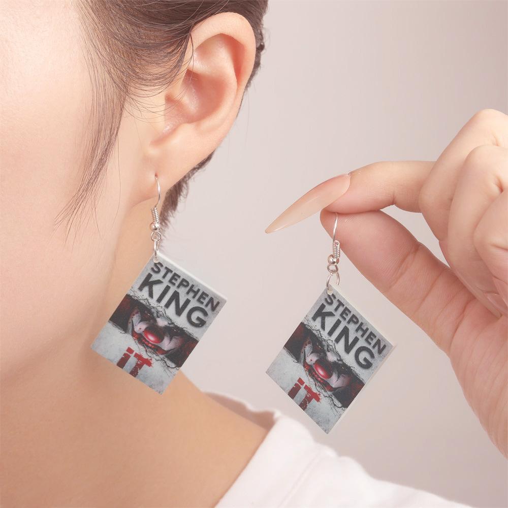 Fully Managed Eco-Friendly Acrylic Earrings, Personalized Halloween Horror-Themed Earrings