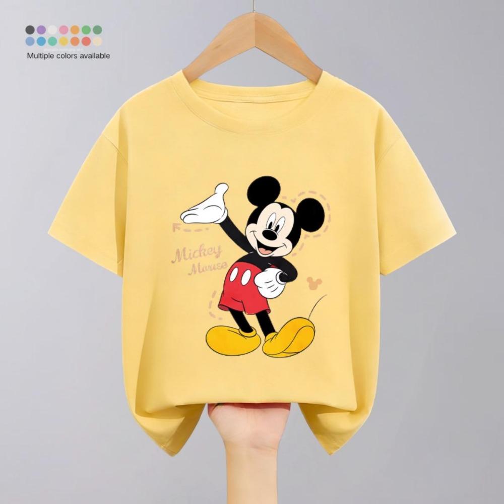 Solid color simple printed short-sleeved T-shirt, casual cartoon T-shirt, children's clothing
