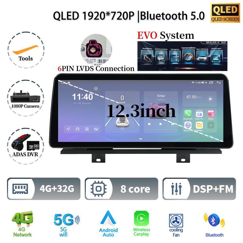 12.3" For BMW X3 G01 X4 G02 2018-2022 Android 14 Car Radio Multimedia Stereo 4G GPS Navigation WIFI Wireless BT CarPlay Screen
