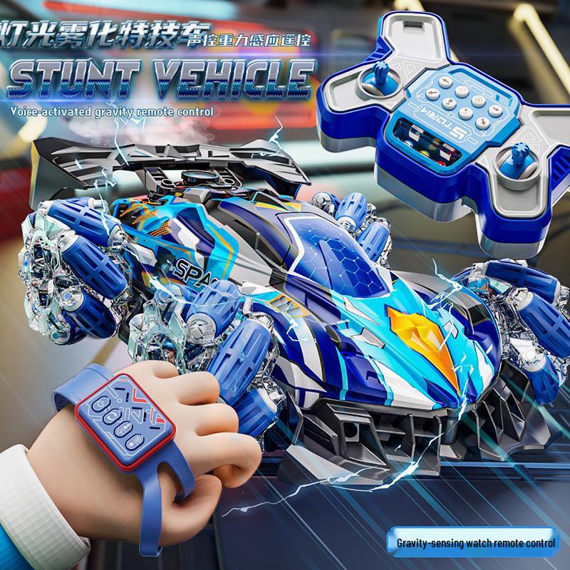 Voice-Controlled Stunt Car: Gravity Sensing, Sprays, LED Lights, Four-Wheel Drive - Fun Toy for Boys