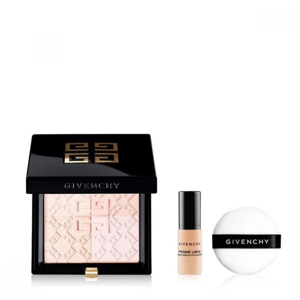 Givenchy Pressed Powder Set  + Glow Serum Foundation 5ml 0.5n Deluxe + Powder Puff Gift N10