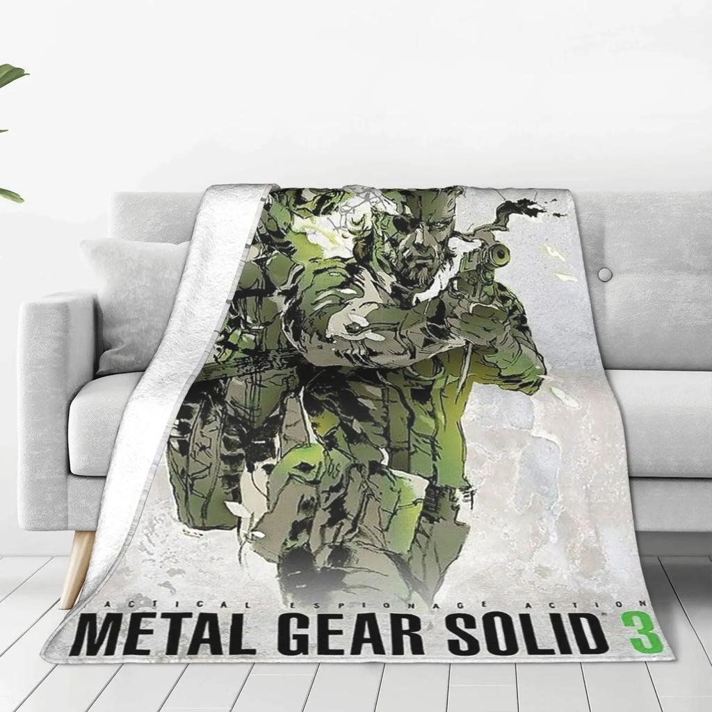 Flannel Throw Blanket MGS1 Solid Snake Game Metal Gear Warm Plush Blankets Soft Bedding for Bed Living room Home Travel Sofa