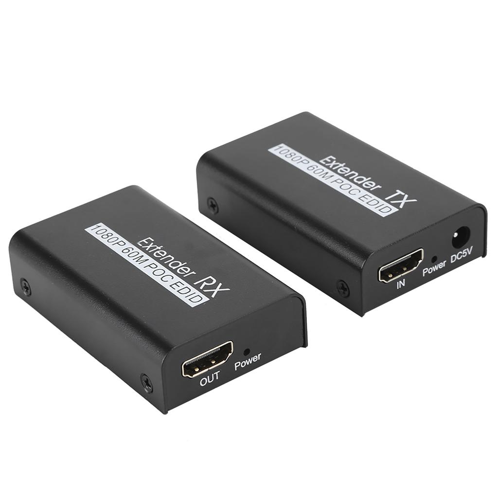 HDMI Extender 60M Internet Transmitter for POC Cable Power EDID Learning Function 100‑240VEU