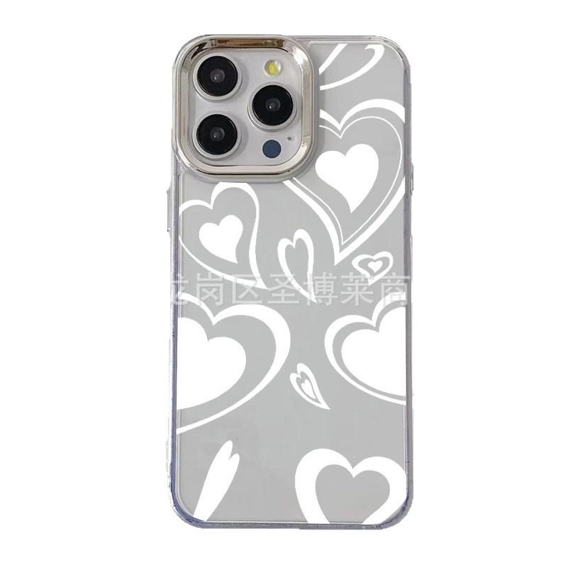 White love applies to iPhone15promax mobile phone case Apple 16 electroplated photo frame 14/13 protective case 17