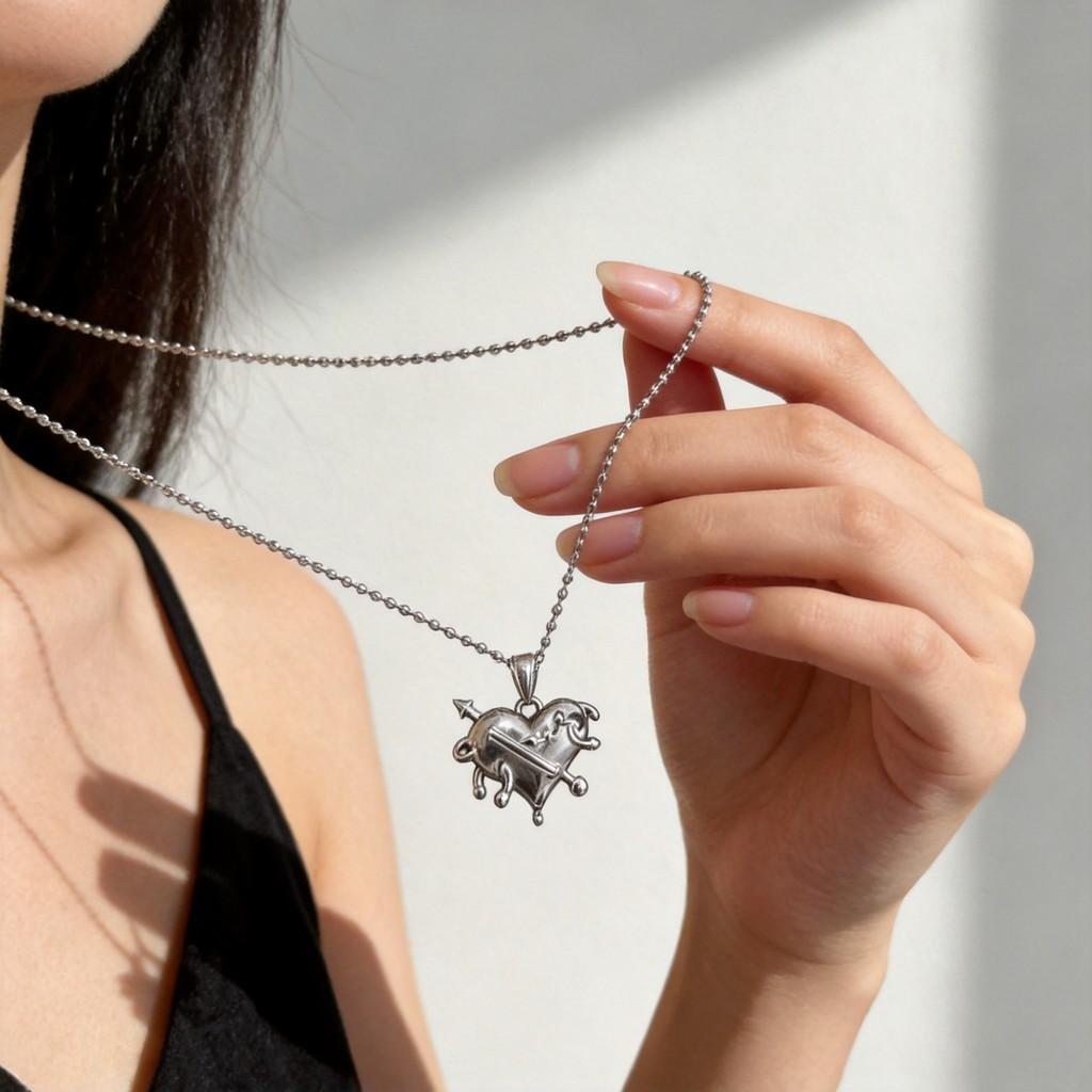 Punk Heart Jewelry With Zinc Alloy Pendant For Female Fashion Accessory