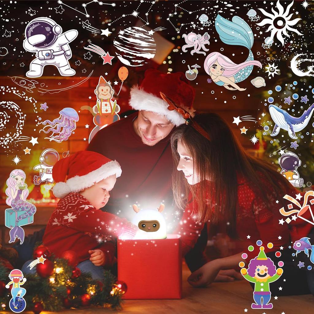 Music Projector Night Light for Kids 3 in 1 Cute Deer Star Projector 6 Films Speaker Kids Room Decor Lamp