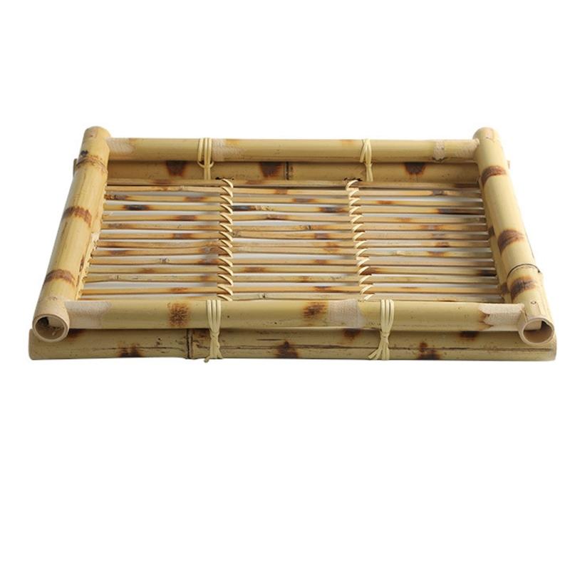 Handwoven Bamboos Serving Tray For Restaurants Hotels And Family Gatherings Sturdy Easy To Cleaning