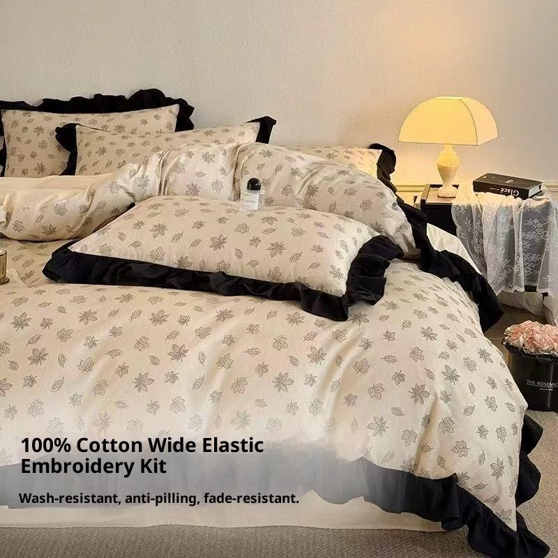 French Style Pure Cotton Four-piece Set 100% Cotton Sheets Lace Quilt Cover Pastoral Style Bedding