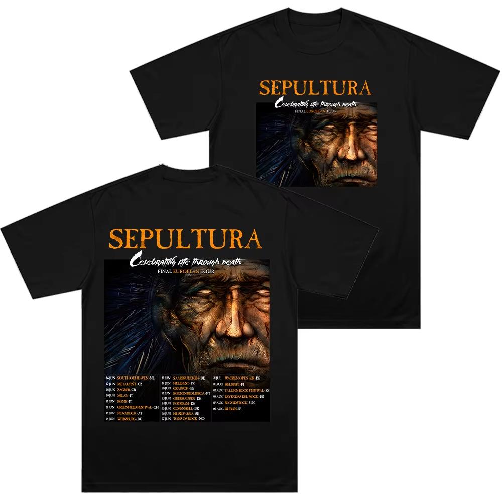 

Sepultura Final European Tour T Shirts Metal Groove Metal Tees Unisex pure Cotton High Street Unisex Rock Aesthetic Top S