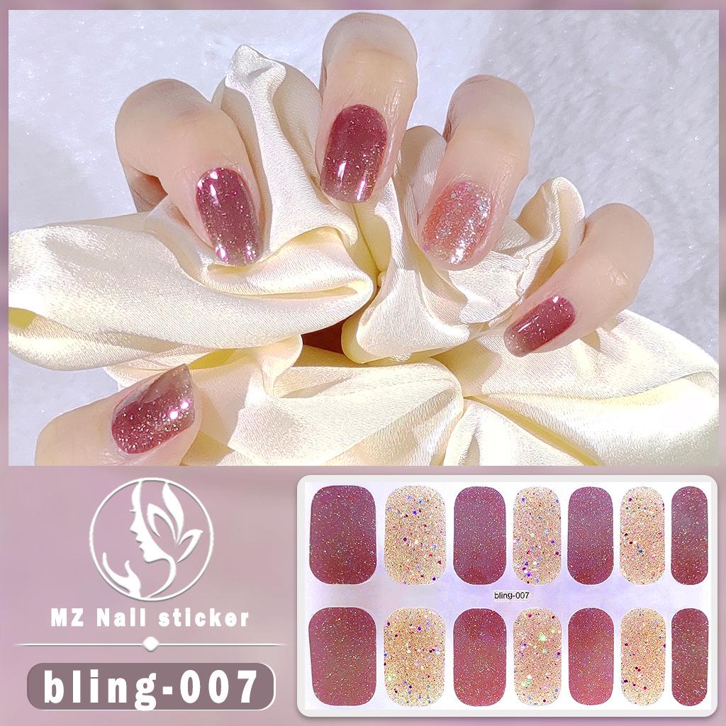 Meizhi 14-Finger Bling Aurora Gel-Nagellack-Aufkleber – selbstklebend, wasserfest, siegelfrei