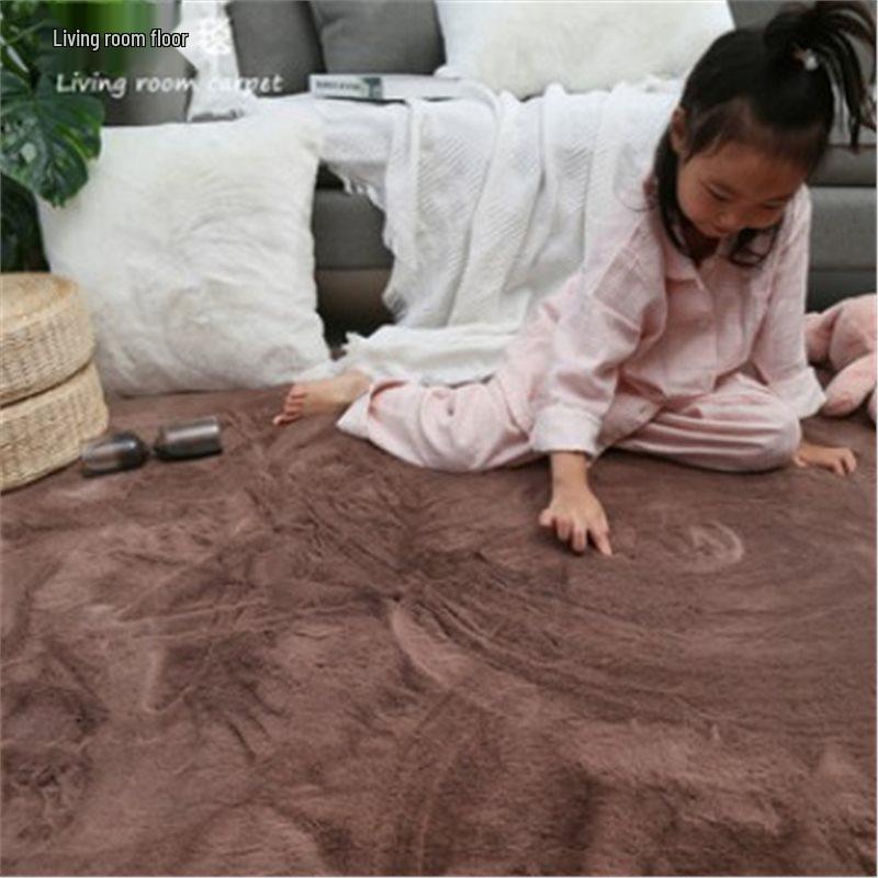 Nordic Faux Rabbit Fur Carpet: Thickened Polyester-Cotton Floor Mat for Living Room, Bedroom, or Hallway