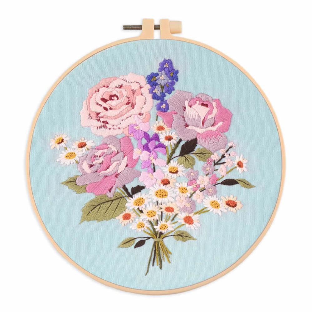 Colorful Flower Embroidery Kit DIY Embroidery Set Home Decor Cross Stitch Set  Adults
