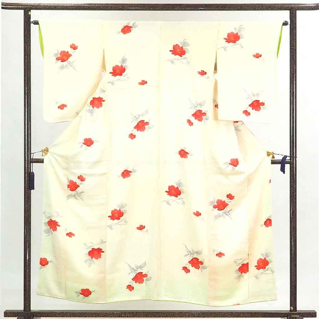 Fine pattern recycled kimono, Length 155cm, Sleeve 63cm, Front width 22.5cm, Back width 29cm, Sleeve length 56cm, Pure silk (silk), Ladies,
