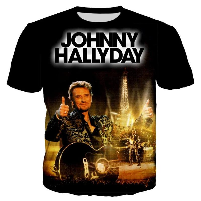 Most Popular Pop Singer Johnny Hallyday 3D Printed T-shirt Men Women Rock Casual Streetwear Clothes Hip Hop Harajuku Tops