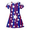 Summer Casual Loose Print Sweet Girl Short-sleeved Princess Independence Day Dress