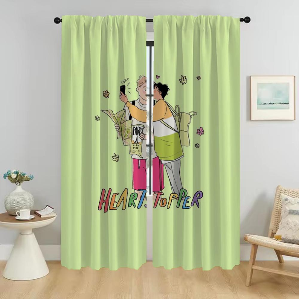 Gardiner för Sovrum Heartstopper Avskärmning Fönstergardin för Rum 2 Paneler Heminredningsgardiner Halloween Dekoration Persienner
