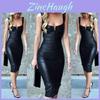 Fashion Women Pu Leather Bandage Bodycon Sleeveless Mini Dress For Club And Party Events