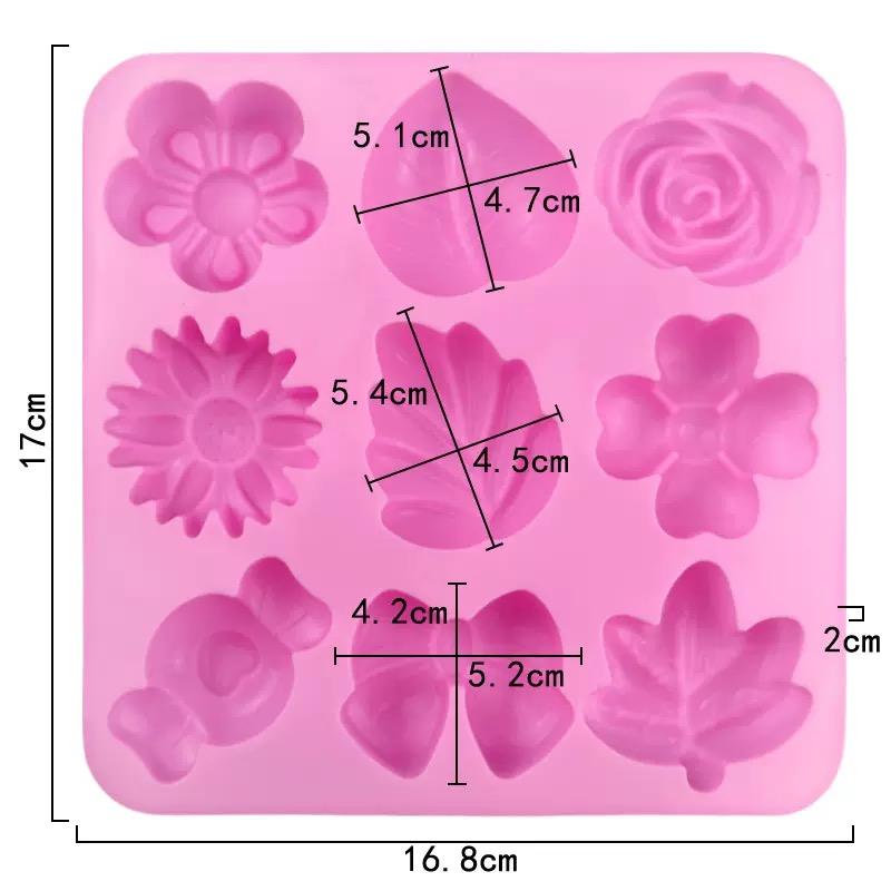 9 Holes Flowers and Bows Shaped Silicone Cake Molds Ice Cube Tray DIY Silicone Chocolate Mold Soap Mould