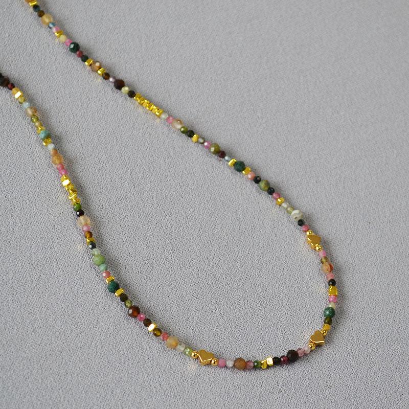 Design de nișă Culoare la modă Turmalină Piatră adevărată Iubire cu mărgele High-End Sense Light Lux Temperament Colier Lanț clavicular