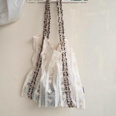 Early Spring Niche Design Flower Webbing Summer Canvas Large-capacity Single-shoulder Bag Portable Bag