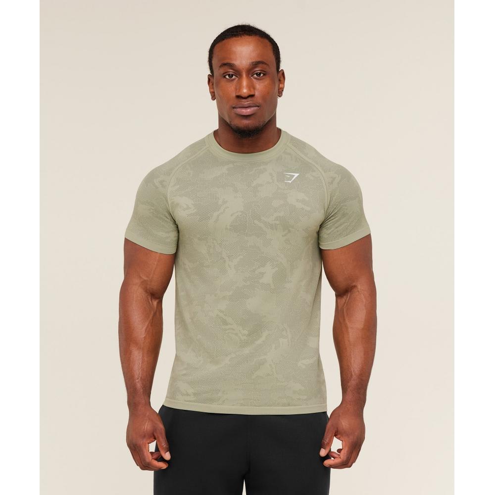 Gymshark Geo Seamless T shirT Haze Green    uniT Green A5a2d Edd1