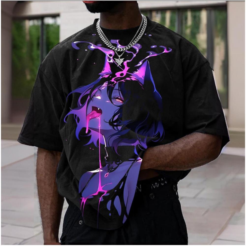 Animated Men's T-Shirts, Sexy Characters 3D Printed Short Sleeve T-Shirts