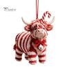 Small Holiday Party Favors Highland Yak Ornament for Christmas Tree Hanging Decor, Cute 2D Flat Unique Acrylic Gift Tags Pendant with Gold String