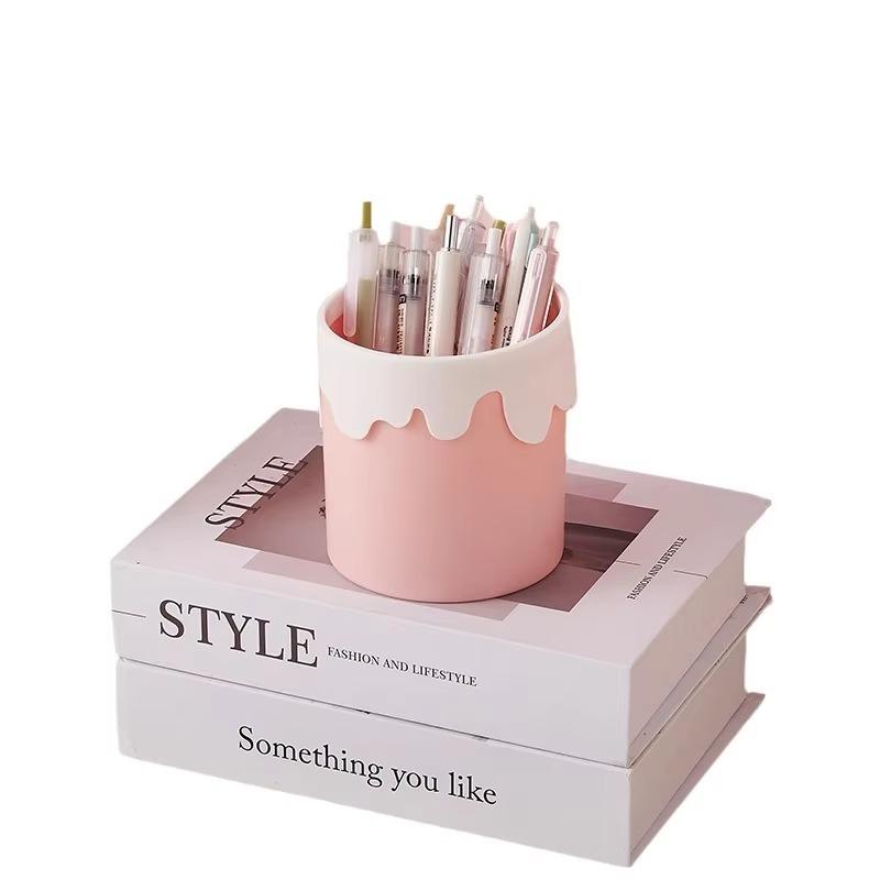 kawaii Ice Cream Pen Holder Cosmetic Brush Storage Holder Desk Stationary Organization Storage Box Office School Supplies