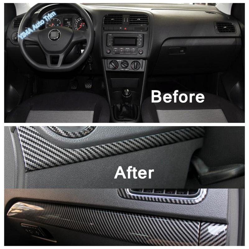 Central Control trument Panel Air Conditioning AC Vents Cover Trim Carbon Fiber Interior For VW Volkswagen Polo 2014 - 2018