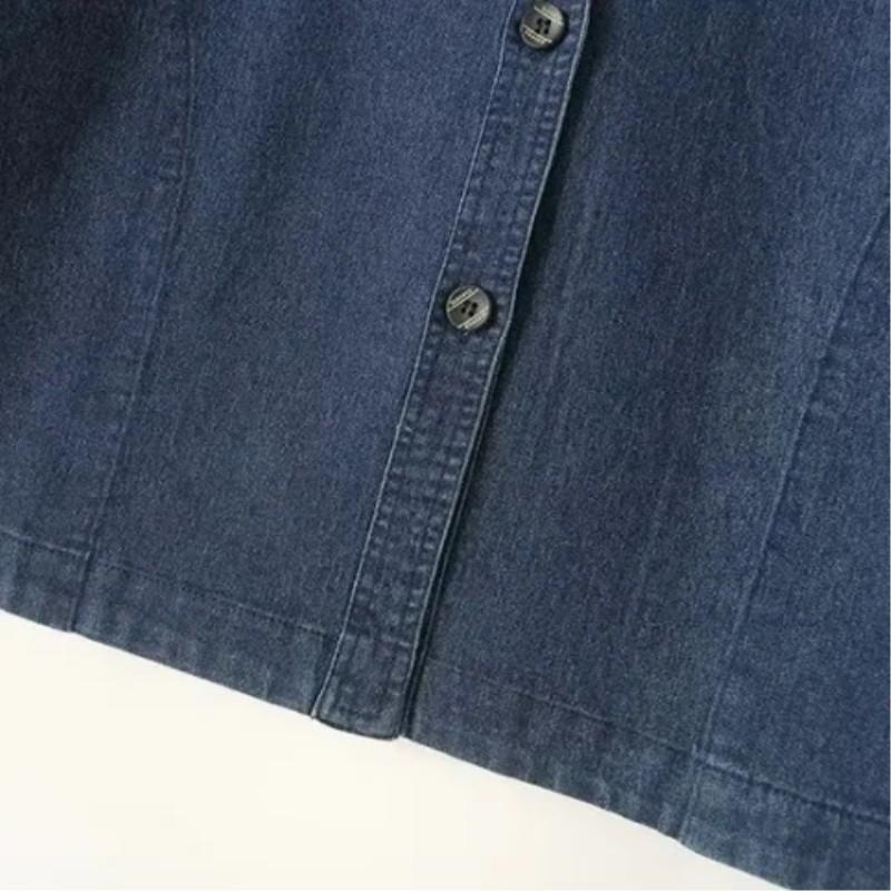 Giacca di Jeans da Donna Primaverile Taglie Forti a Maniche Lunghe Ricamo Temperamento Camicia di Jeans Comoda