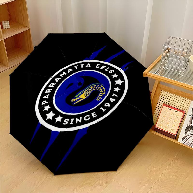 Parramatta Eels Print Auto 8?Ribs Folding Umbrella Wind Resistant Lightweight Automatic Umbrella For Daily Travel