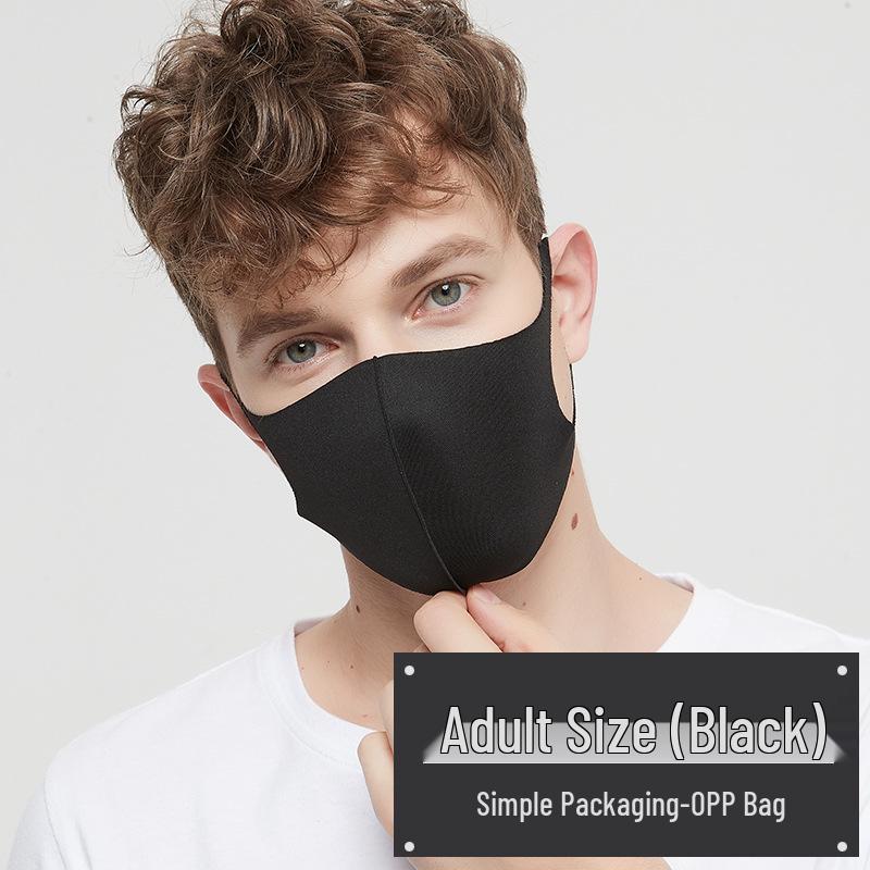 3D černá maska z ledového hedvábí a bavlny: Dámský prodyšný, prachotěsný, pratelný, sluneční ochrana s potištěným logem - Vhodný pro všechna roční období.