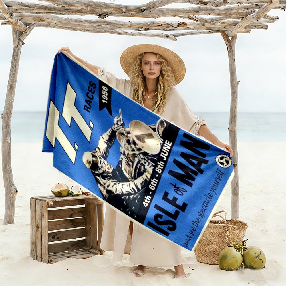 Isle Man Tt Beach Towel High Absorbency & Quick-Dry Comfortable Lightweight Suitable for Swimming, Gym, Camping, Yoga Vacation