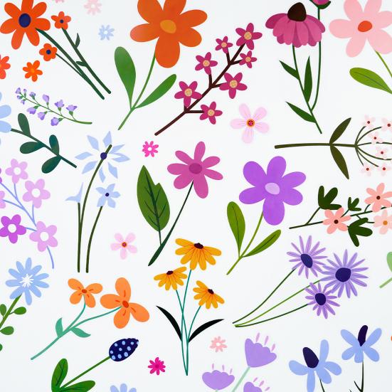 8 Sheets Flowers Wall Decals Watercolor Spring Floral Wall Sticker Colorful Peel And Stick Mural Wall Art for Home Bathroom Kitchen Decor