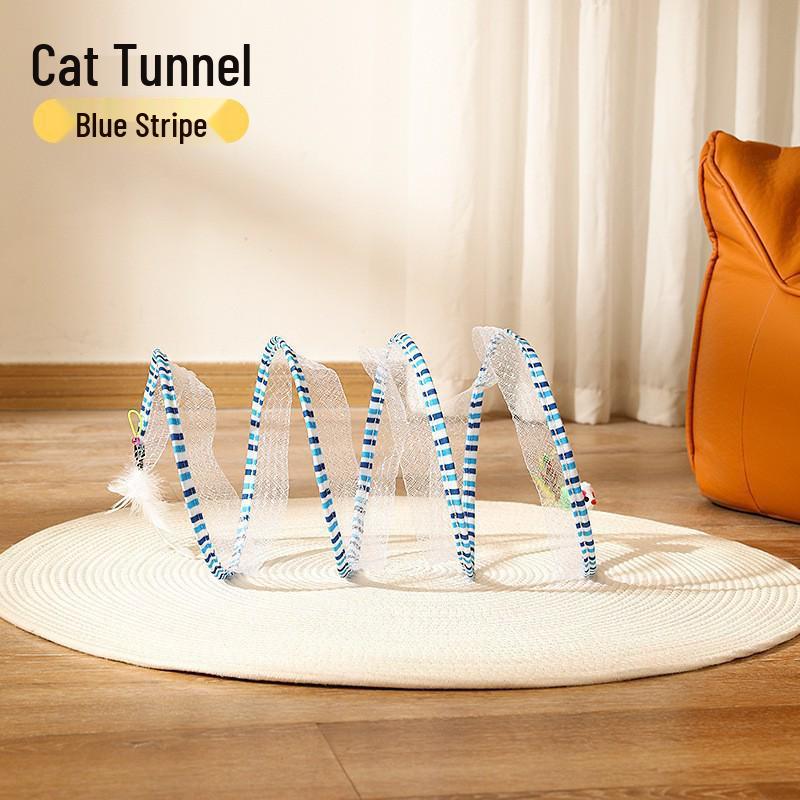 Foldable Cat Tunnel Toy with Teaser Stick
