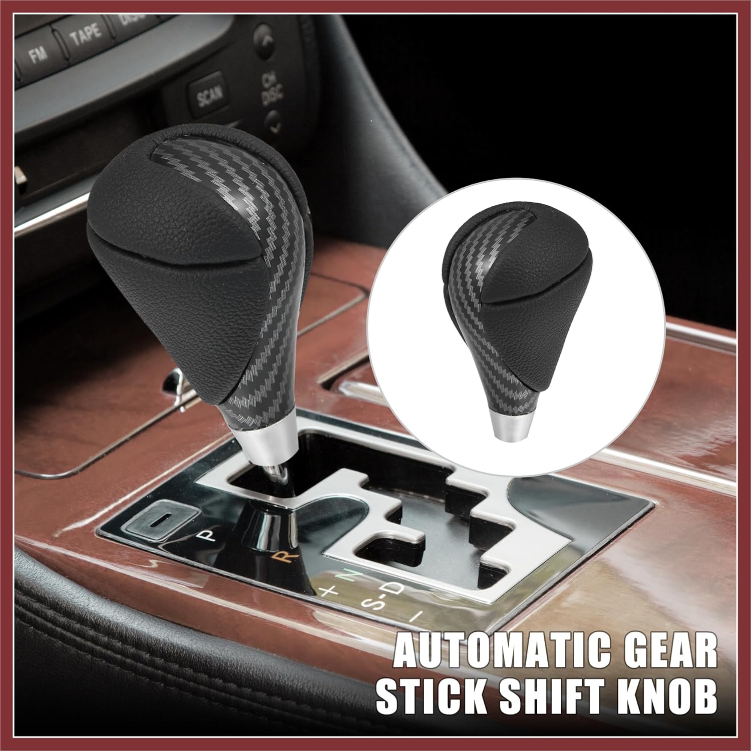 Car Auto Automatic Gear Stick Shift Knob for Lexus ES350 2007-2015 GS450h 2007-2011 for Lexus RX450h Black Faux Leather Carbon Fiber Pattern Replace