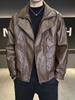 Men's Trendy Faux Two-Piece Leather Motorcycle Jacket - Autumn/Winter Casual, High-End Feel, Stylish and Handsome