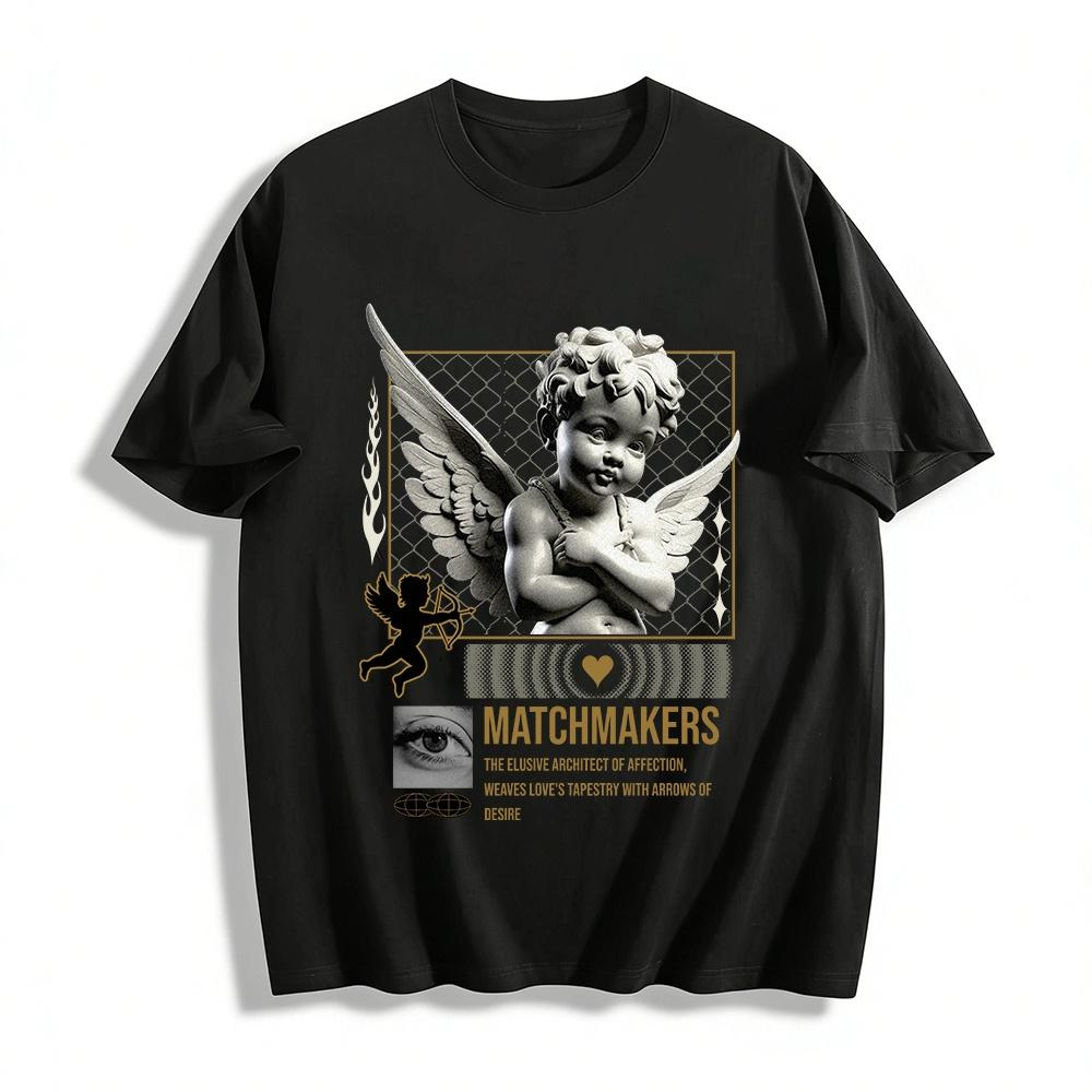 

Vintage Cupid Matchmakers Graphic Tee Trendy Love Themed Casual Top Pure cotton T-shirt XXS
