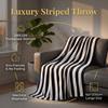 Striped Coral Fleece Blanket Office Nap Dorm Bed Sofa Fall Lightweight Cozy Throw