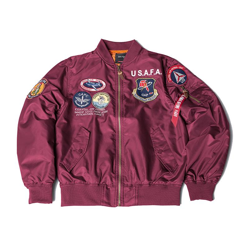 Trendy 2025 American Style Men's MA-1 Air Force Pilot Jacket with Badge Embroidery for Spring/Autumn.