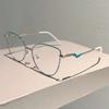 Trendy Retro Metal Cat Eye Frame Fashion Korean Style Women's Glasses Blue Light Blocking Ins Brand Design Chic Eyewear