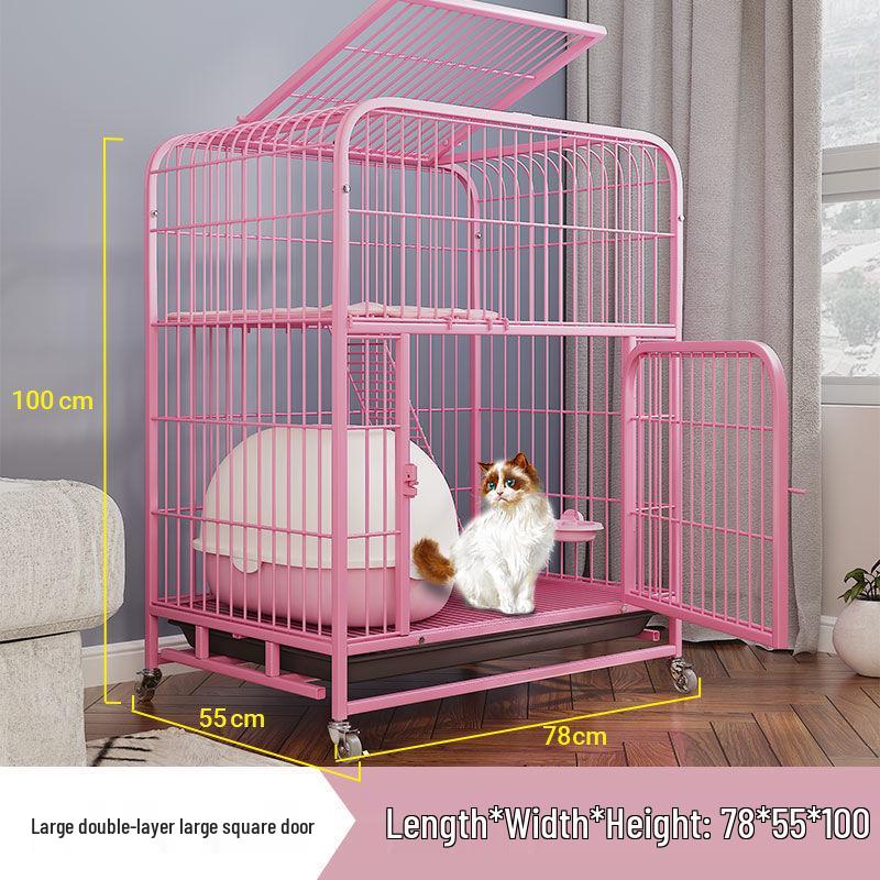 Cat Villa with Integrated Litter Box - Spacious, Secure Indoor Cage for Cats