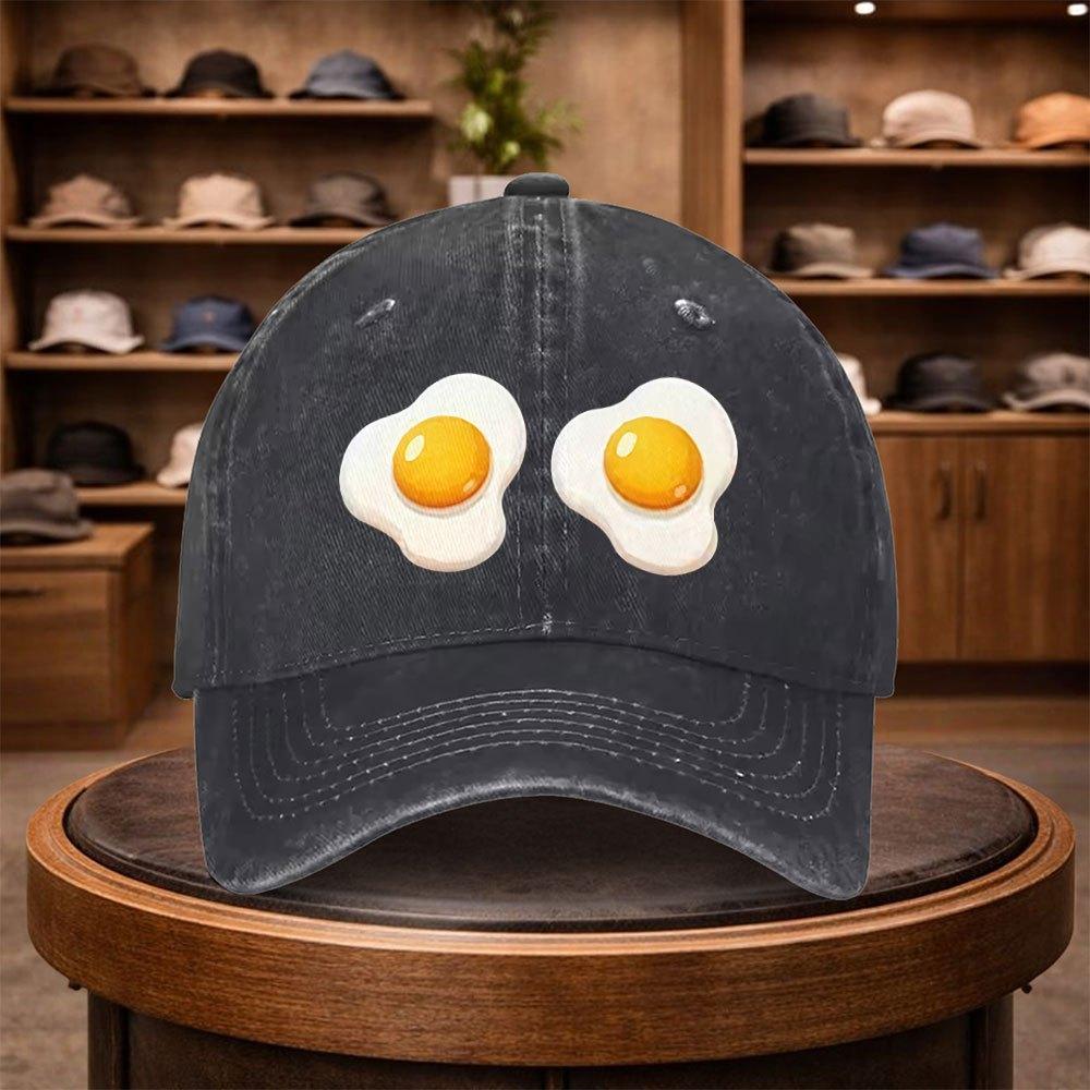 Baseball Cap with Two Fried Egg Prints Casual Snapback Fashion Hat Adjustable Outdoor Leisure Cap for All Seasons Ideal fo