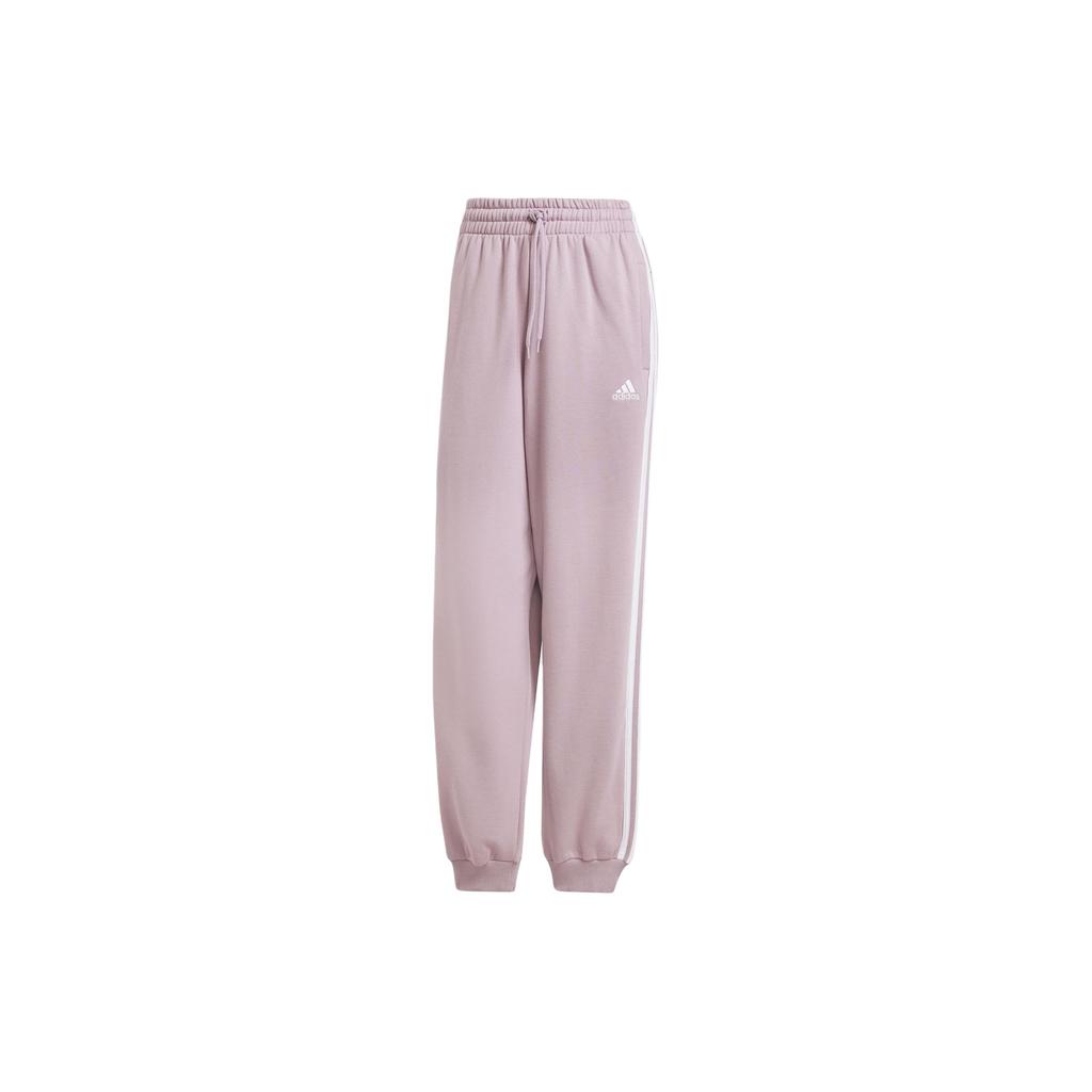 New Adidas Essential Loose Fit Pants Knitted Sweatpants Women's Gray Purple IR6067