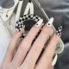 24Pcs Goose Yellow Cream Flower French Acrylic Press On Nails Full Coverage Removable False Nail Art Tips