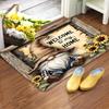 VIKAMA Sunflower Welcome Home Doormat Soft Flannel Machine-Washable Floor Mat Entrance Hallway Rug Home Decoration