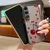Cute Cherry Pattern Matte Slim Case For Samsung S25 S24 FE S23 Ultra S22 A16 A56 A55 A36 A26 A15 A35 Clear Shockproof Lens Protection Phone Cover