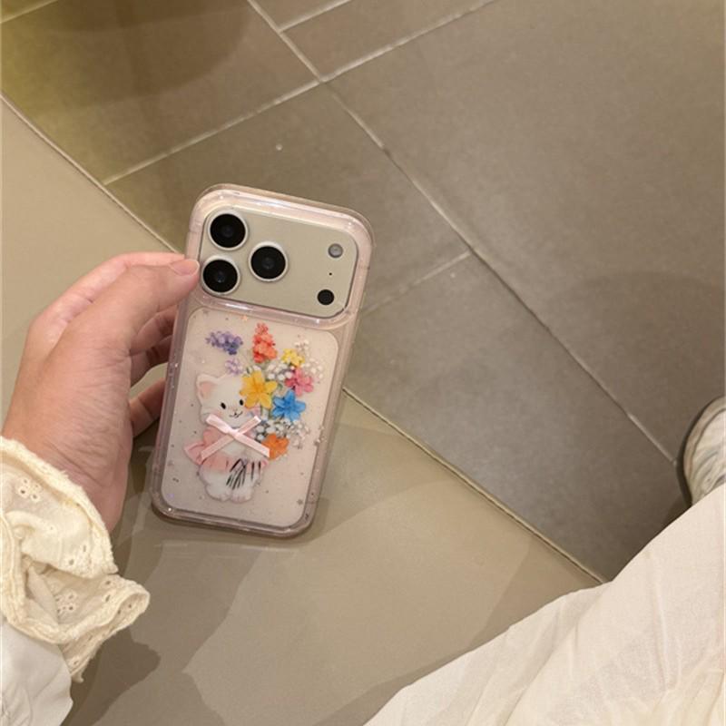 

Luxurious Light Pink Cat Bouquet Hand Strap for iPhone 17/16 Pro Max/15/14 Cases iPhone 17 Pro